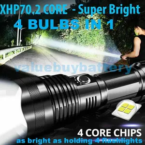 Super Bright Powerful Flashlight XHP70.2 Rechargeable Zoom Torch