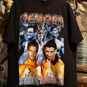 Vintage Memory of Chris Benoit and Eddie Guerrero Double Sided Graphic Tee - Latino Heat - RIP Eddie Guerrero - RIP Chris Benoit - Wrestling Shirt, Y2k Style, Casual, Shortsleeve, Round Neck
