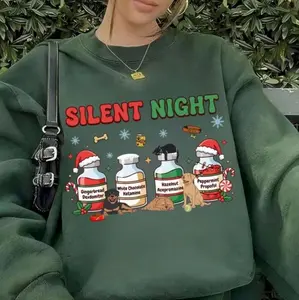 Silent Night Vet Med Sweatshirt/Hoodie/Tshirt, Veterinary Medicine Shirt, Vet Tech Xmas Gifts, Comfortable Menswear & Womenswear Top, Perfect Xmas Gift For Men And Women