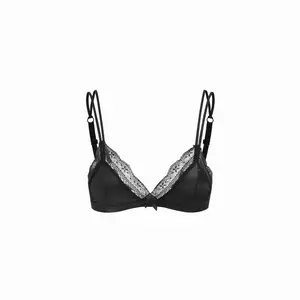 Cider Solid Lace Bowknot Triangle Bralette
