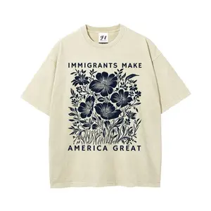Immigrants Make America Great Oversize Unisex Anti-ICE Washed T-Shirt for Women and Men's Unisex Fit Batik Cotton Oversize Streetwear Menswear  Super Soft Pre-Shrunk FGD