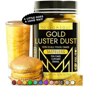 MONÉGASQUE Gold Edible Glitter for Cocktails 15g – Gold Edible Glitter for Drinks – Edible Gold Drink Glitter – Valentine Edible Cake Decorations – Gold Luster Dust Edible – Edible Glitter for Cakes