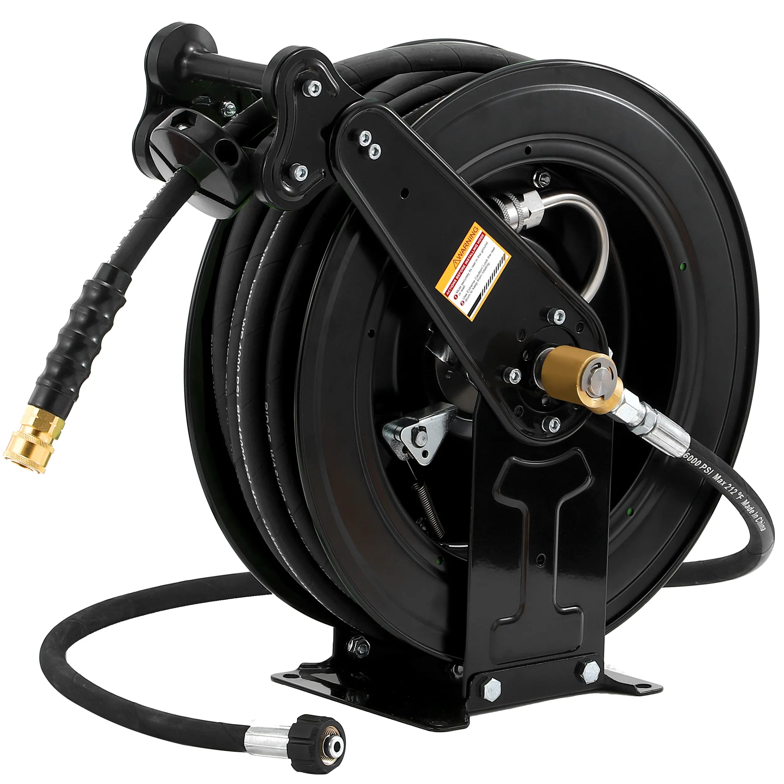 FIXFANS High Pressure Washer Hose Reel, 3/8" X 50 FT Steel Dual Arm Auto-Retractable Power Wash Hose Reel, Heavy Duty Hose Reel 4000 PSI, DealsForYouDays