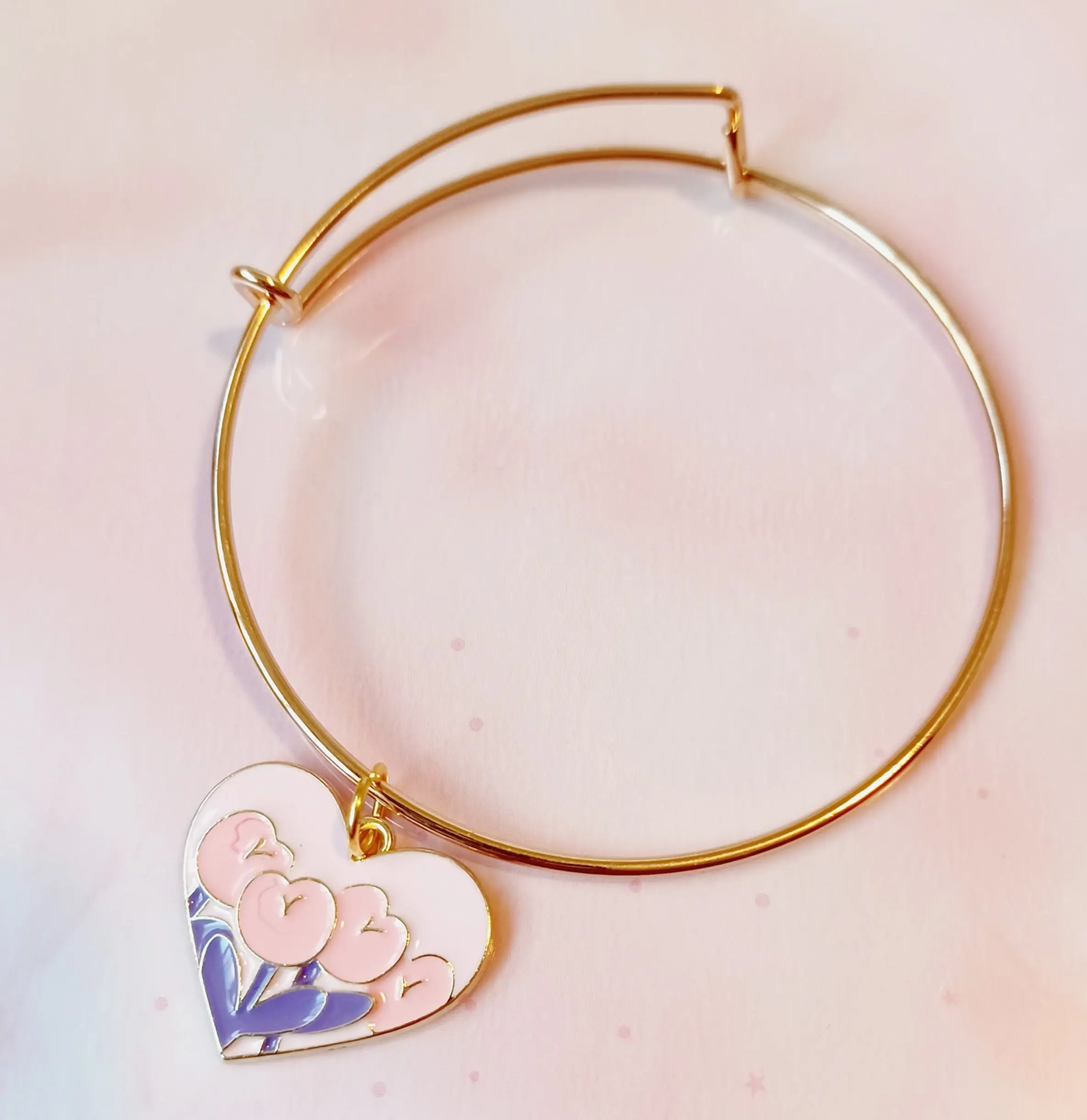 Gold Heart Enamel Charm Bracelet For Women and Girls Jewelry Gift Heart Charm Bracelet