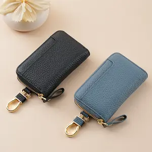 Genuine Leather Car Key Holder Multi-Functional Detachable Key Ring Organizer for Home Auto Use First Layer Cowhide