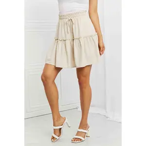 Zenana Carefree Linen Ruffle Skirt