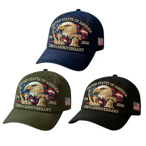 Unisex USA 250th Anniversary Baseball Cap (1776-2026) - American Patriotic, Embroidered Phrase, Flag Graphic Hat for 4th of July, History Lovers, All-Season Outdoor Fun, Universal Size, Hand Wash/Dry Clean, American Patriotic Hats, Embroidered Phrase Hats