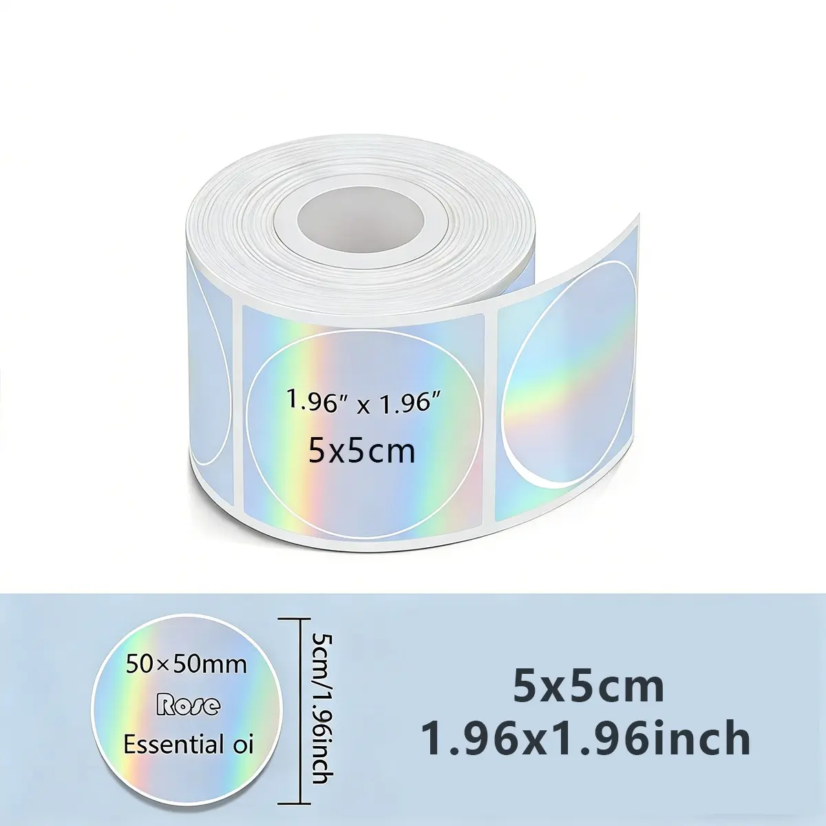 Round Holographic Label Sticker (1 Roll), Self Adhesive Label Sticker, Sticky Label, High Adhesive Stickers, Label Paper for M220 M200 M221 M110 Label Printer, Round Labels, Labels For Printers