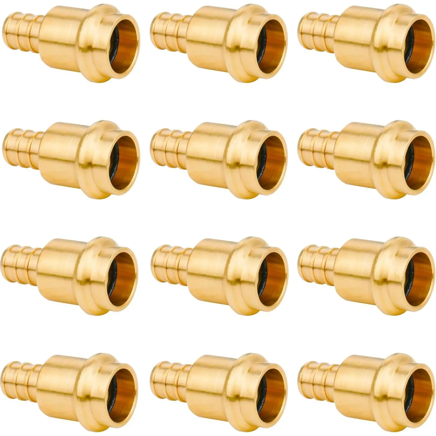12 Pack 1/2" Press Propress x 1/2" PEX Adapter Crimp Fittings Brass Coupling Connect from Cooper to Pex B Pipe(,pro press copper to pex adapter 1/2)
