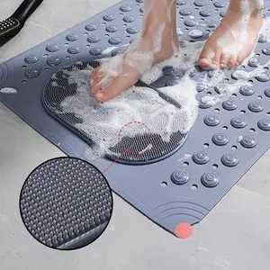Light Blue Non-Slip PVC Bath Mat - Rectangular Massage Nubs Shower and Bathroom Safety Rug - 0.8cm Thick, 2600g/m², Dot Pattern, Home Supplies