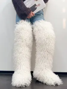 New Women's 72cm High Heel Boots, Low Heel over Knee Boots, Plus Size Leather Shoes, Fashion Thigh-High Long Boots, Winter Warm Boots