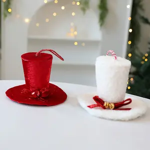 2pcs Christmas Hat Decorations, Small Drum Tree Ornaments, DIY Xmas Hanging Accessories, Window Display Items for Holiday Festivities