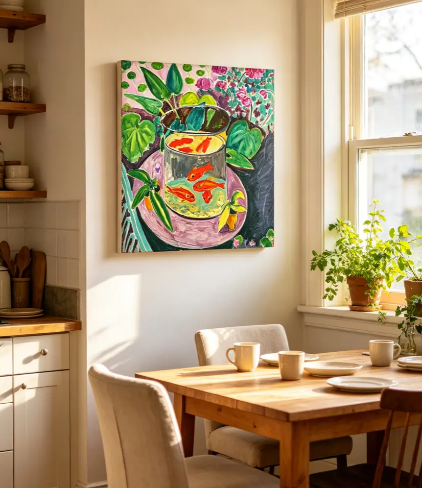 Henri Matisse Goldfish Print - Mid Century Modern Nature Scene Artwork, 1-Piece Home Decor Wall Art 6, One-Piece