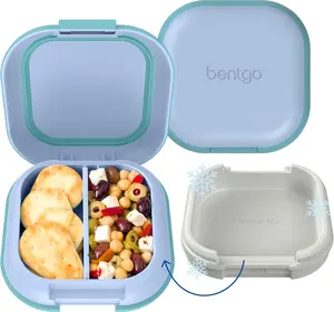 Bentgo Chill Mini Leak-Proof Lunch Box – Built-In Ice Pack Keeps Food Cold, 2.7-Cup Capacity, 3 or 4 Compartments, PFAS & BPA-Free, Ideal for Adults & Kids 3+ (Tide Blues)