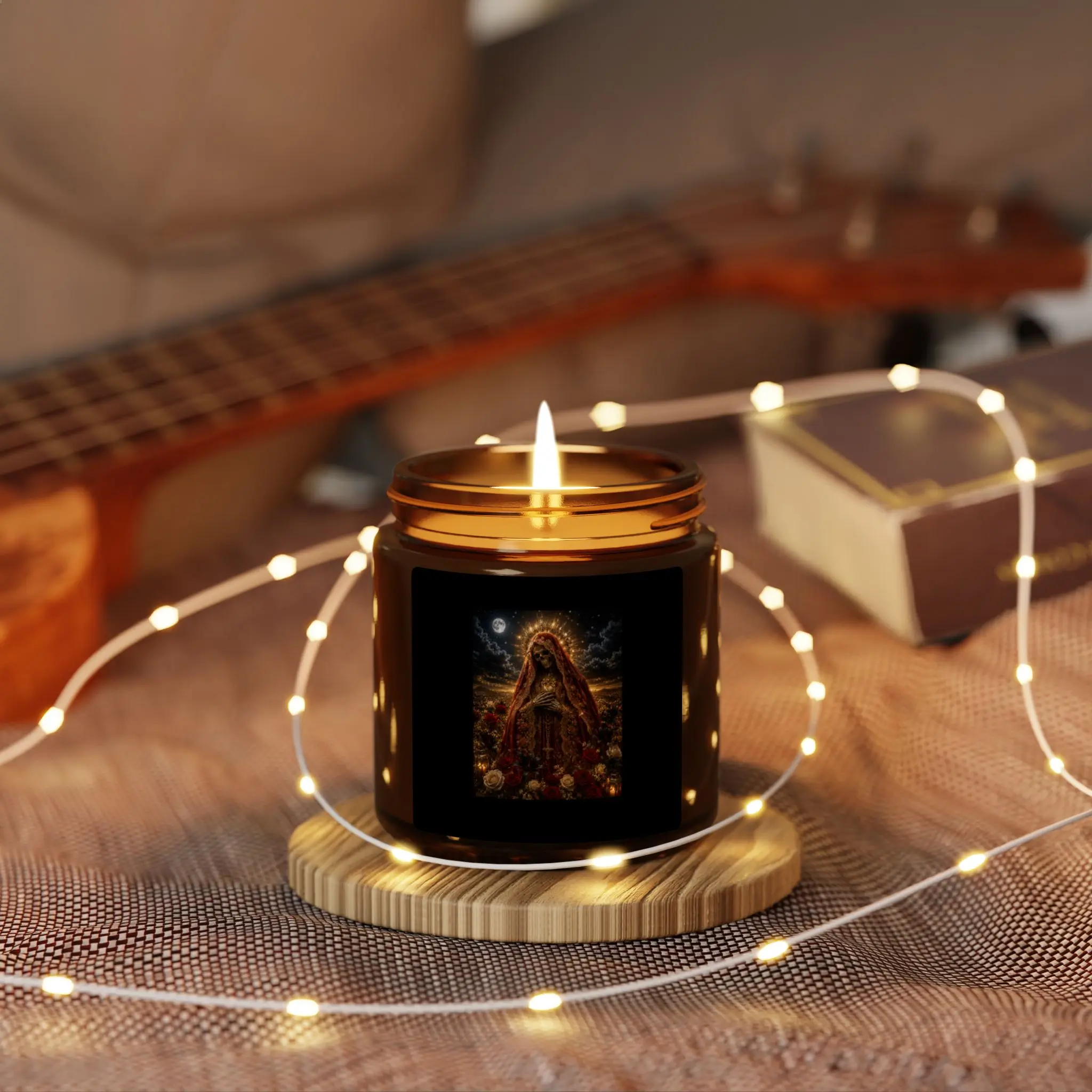 Gothic Hooded Figure Candle Amber Jar | Soy Scented Candle