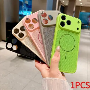 Breathable Cooling Phone Case for 16 Pro Max, Mesh Ventilation, Magnetic Charging, Slim Design, Creative Couple Shell for 15, 14/13 Pro