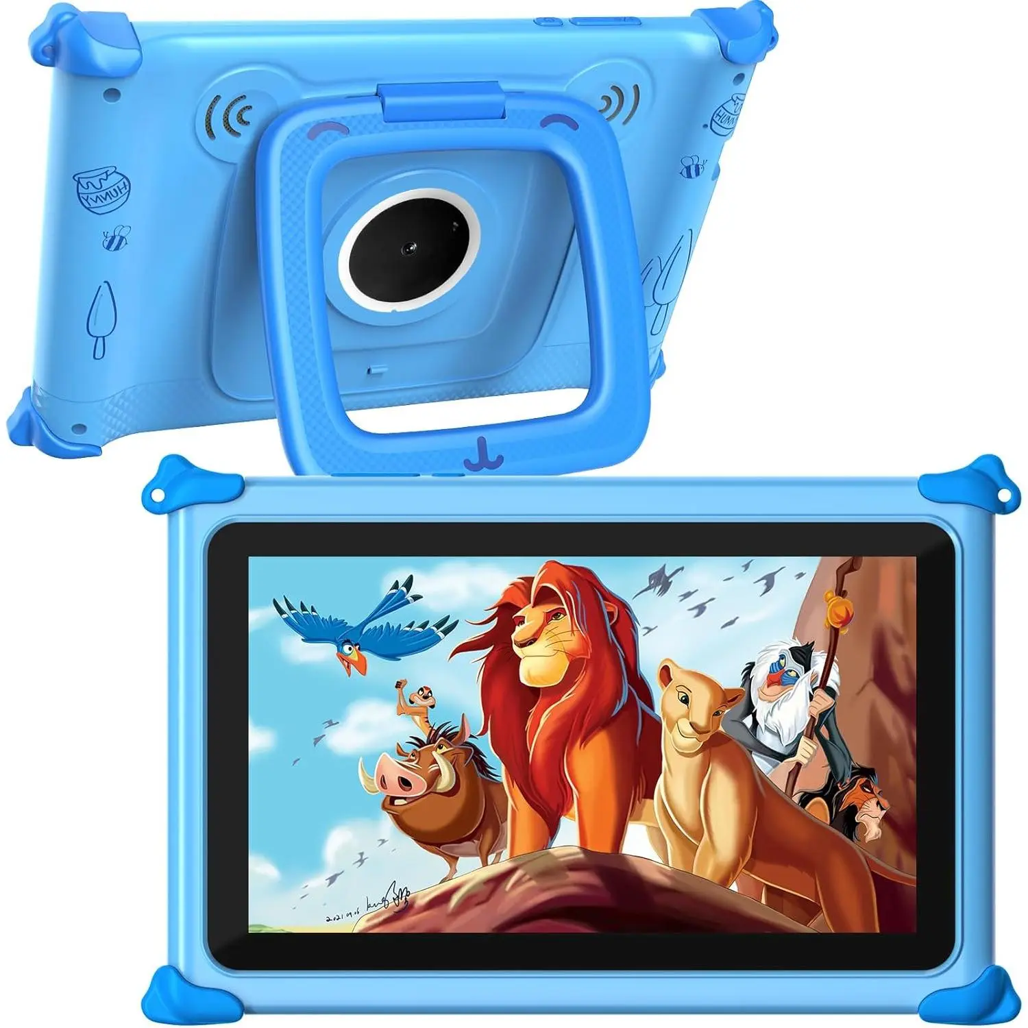 Tablet 7 inch Tablets for 3-7 32GB Toddler Tablet with Protective Case Android Learning Tablets with WiFi YouTube Parental Control Netflix GMS Child Computer for Boys Girls (Blue)