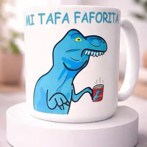 Dinosaur Mug - Mi Taza FAVORITA - Blue Dinosaur Design - Perfect for Coffee and Tea Lovers
