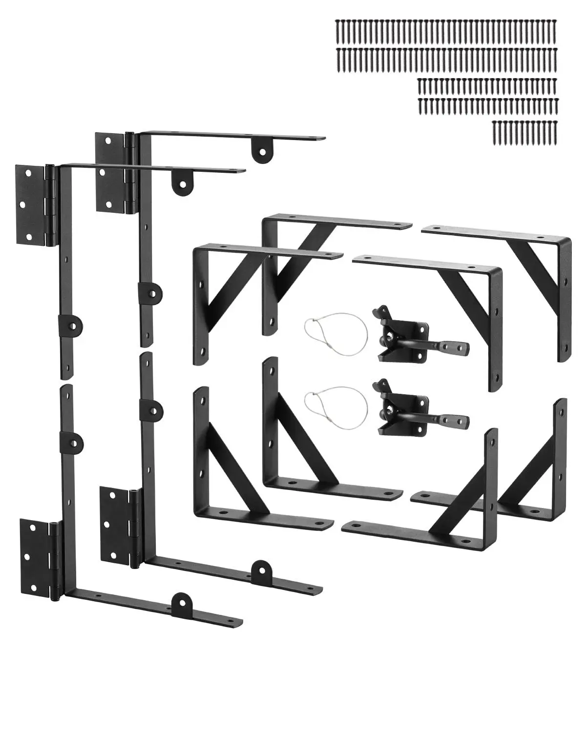 【Summerfinds】VEVOR Gate Corner Brace Bracket,2 SetsAnti Sag Gate Frame Hardware KitGate Frame Brace Bracket with Latch LockScrewsfor Shed DoorsCorral GatesDriveway GatesWood WindowsIronBlack, Heavy Duty, Iron Metal, Corner Brackets