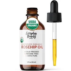 Organic Rosehip Seed Oil | 100% Pure, Cold-Pressed, Unrefined | USDA Certified Organic | Amber Glass Bottle with Glass Dropper | For Face, Skin & Hair - 1 Fl Oz