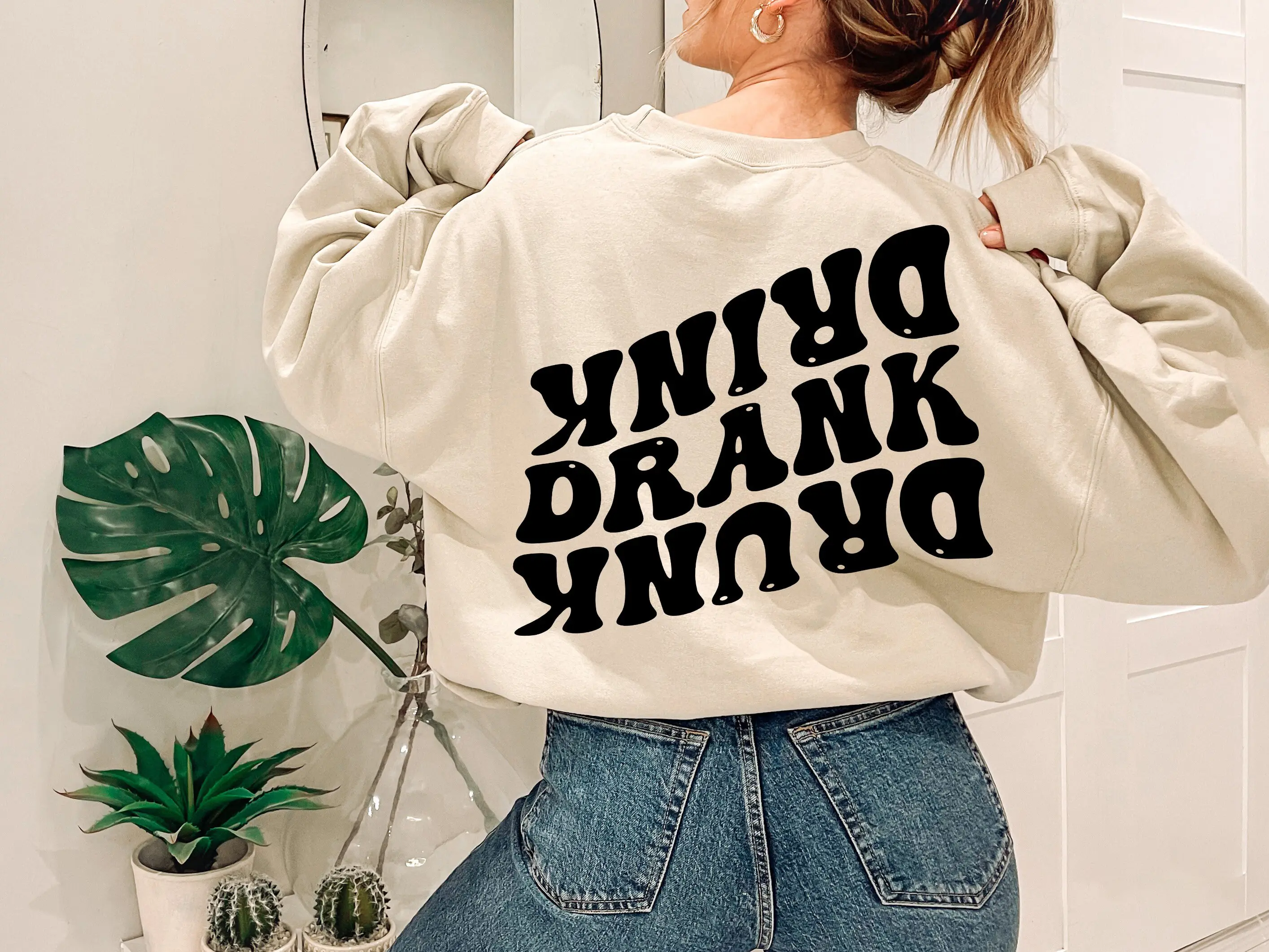 Gildan Drink Drank Drunk Sweatshirt, Hungover Sweatshirt, Women's Funny Drinking Sweatshirt, Trendy Drunk Sweatshirt, VSCO Girl Sweatshirt, Best Friend Gifts.