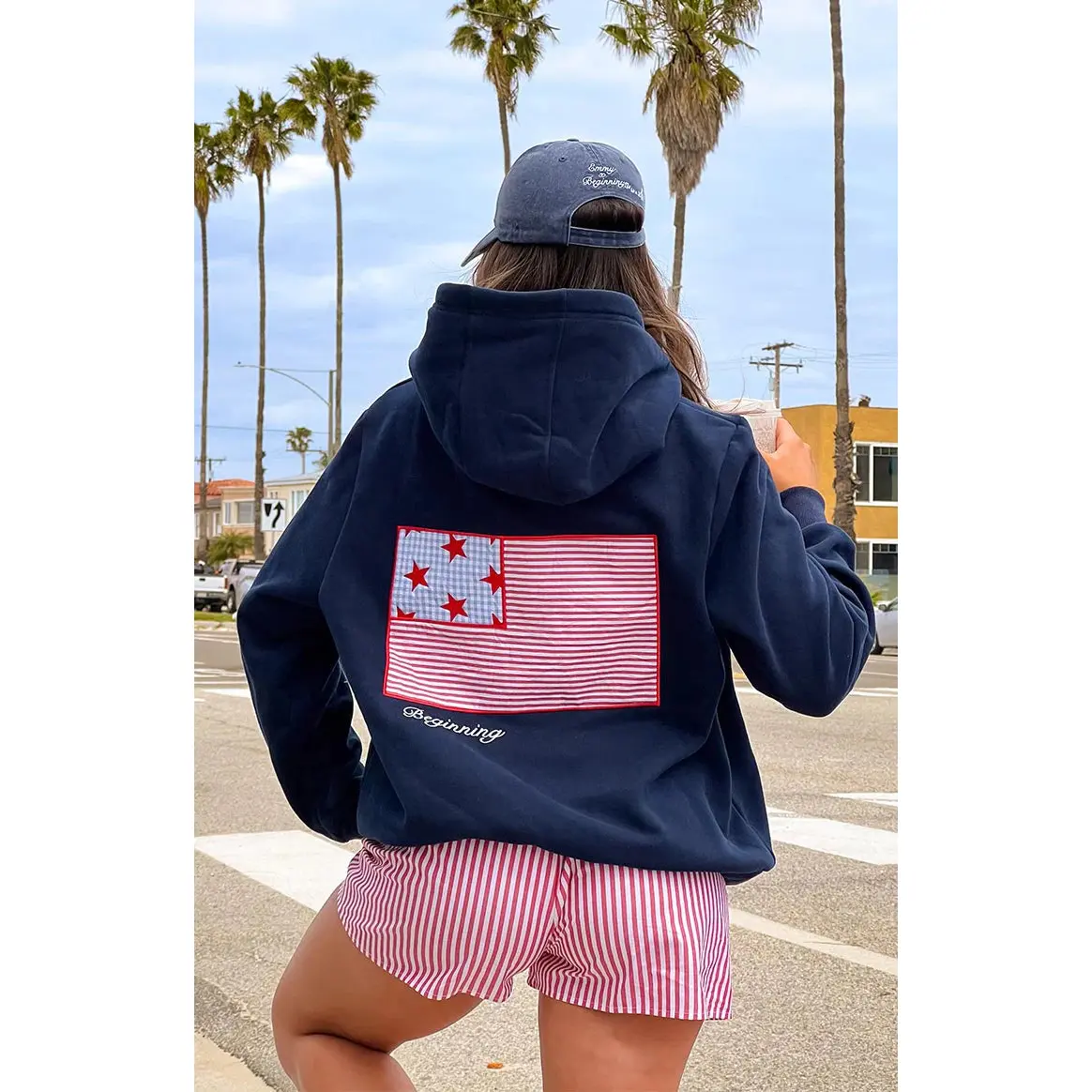 Beginning Navy USA Graphic Hoodie