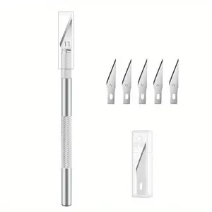 Non-slip Scalpel Knife Tool Kit, Portable Cutter Engraving Craft Knives with 5 Blades, Mobile Phone PCB DIY Repair Hand Tools