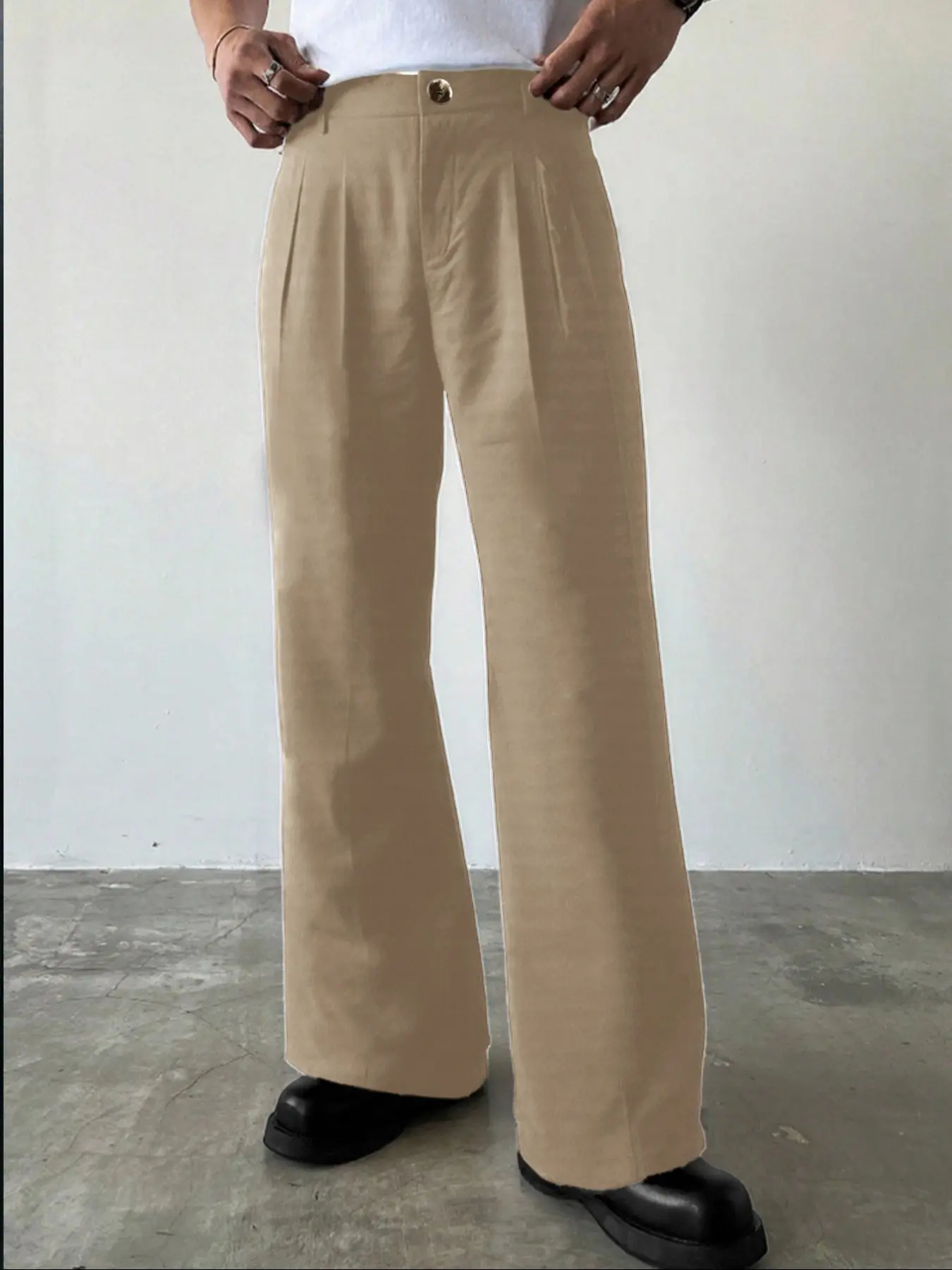 Men's Casual Fashion Leisure Solid Color Plain Loose Relaxed Fit Pants, Comfortable Woven Fabric for All Seasons, Stylish and Versatile Daily Wear, Casual Plain Trousers