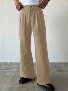 Men's Casual Fashion Solid Color Plain Loose Relaxed Fit Pants, Comfortable Woven Fabric for All Seasons, Stylish and Versatile Daily Wear
