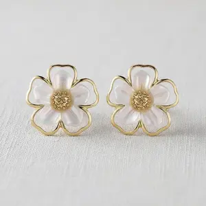 Floral Shell Ear Studs and Clips