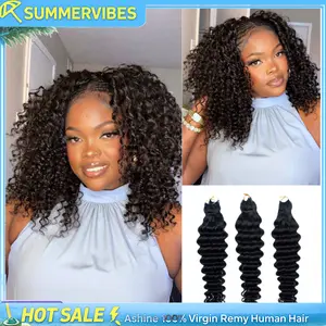 [Summervibes] Pre-Separated Feather Crochet Human Hair Extensions Deep Wave Protective Style Natural Look & Blend Long-Lasting & Reusable Versatile Styling