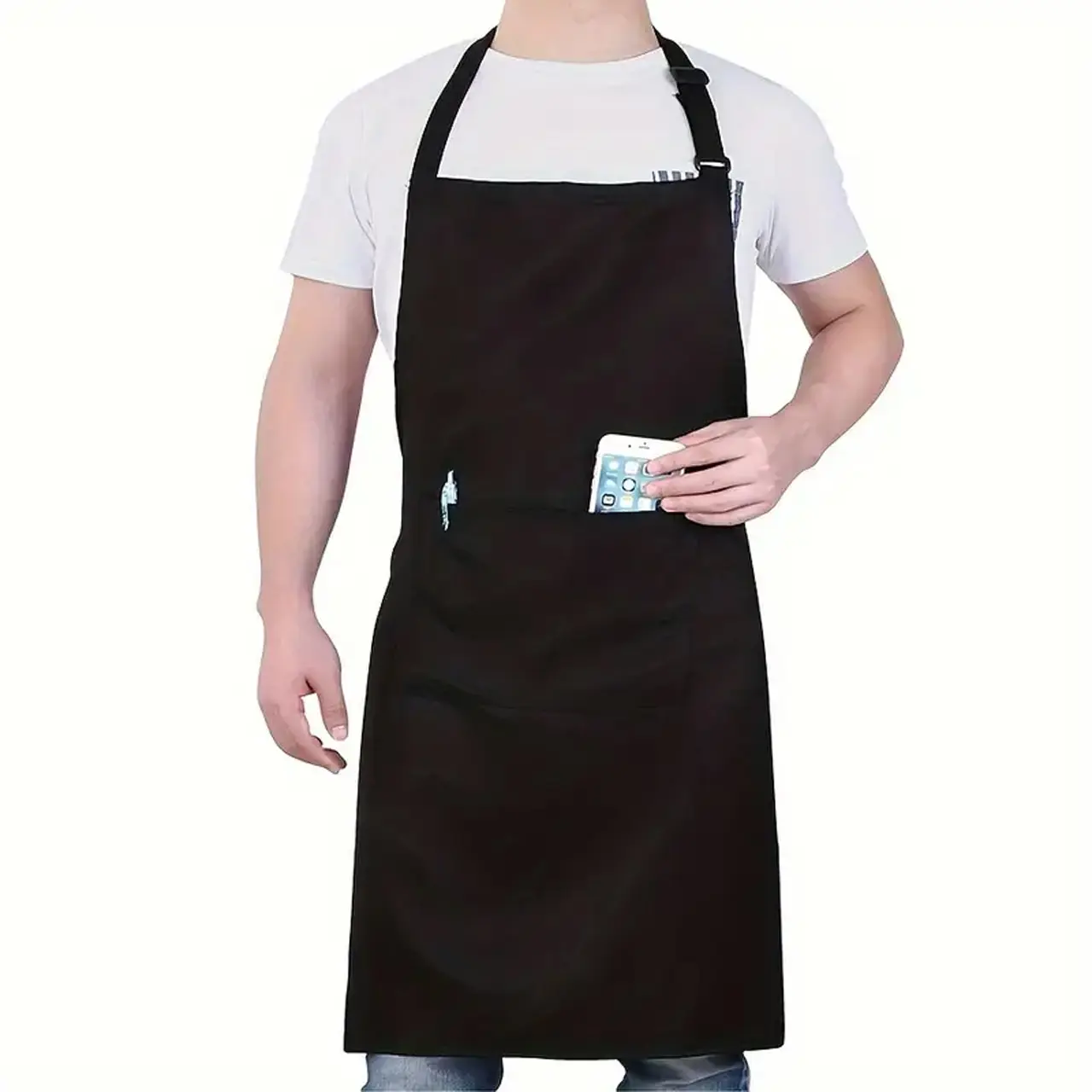 Adjustable Waterproof Oil-Proof Polyester Apron with Pockets, Unisex, Easy Clean, Comfortable Fit, Ideal for Cooking & Bbqs, Kitchen Cooking Aprons, Easy Cleaning Apron, Pocketed Aprons