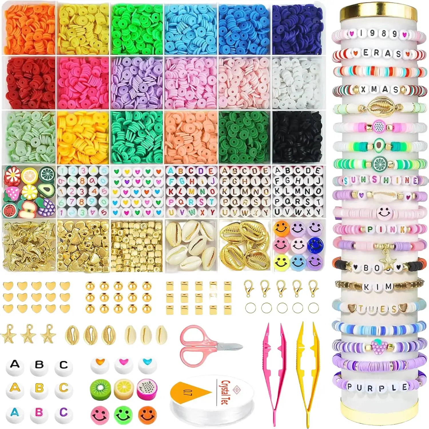 5300 Clay Beads Jewelry Making Kit - Bead Work Jewellery-Making Kits for 3-10 Year Olds, Handmade DIY Arts & Crafts, Stocking Stuffers, Christmas/Birthday Gifts, No Warning Applicable, Kids