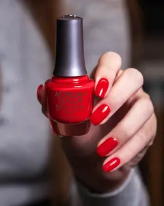 Morgan Taylor Fire Cracker - Deep Red Creme, Professional Lacquer, Vibrant, Chip-Resistant, Fast-Drying, Long-Lasting, High-Shine, Perfect for Manicures & Pedicure, 15mL.