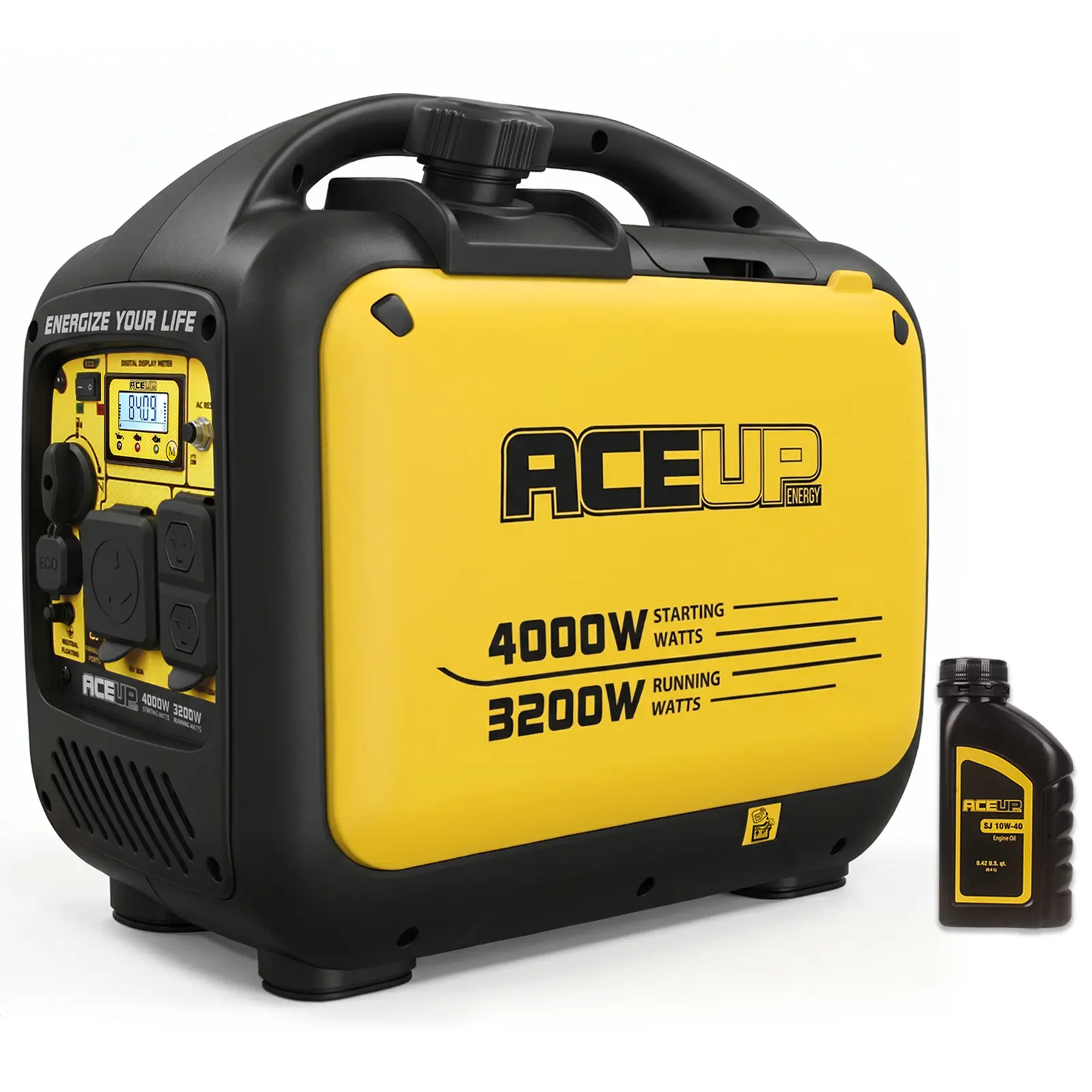 ACEUP ENERGY AI4000FS 4000W Portable Inverter Generator - 120v, 12v Battery Charging, 3200w Capability, Inverter System, Clean Power, ECO Fuel-Saving, Full Protection, Ideal for Camping, Home Backup & Outdoor Use