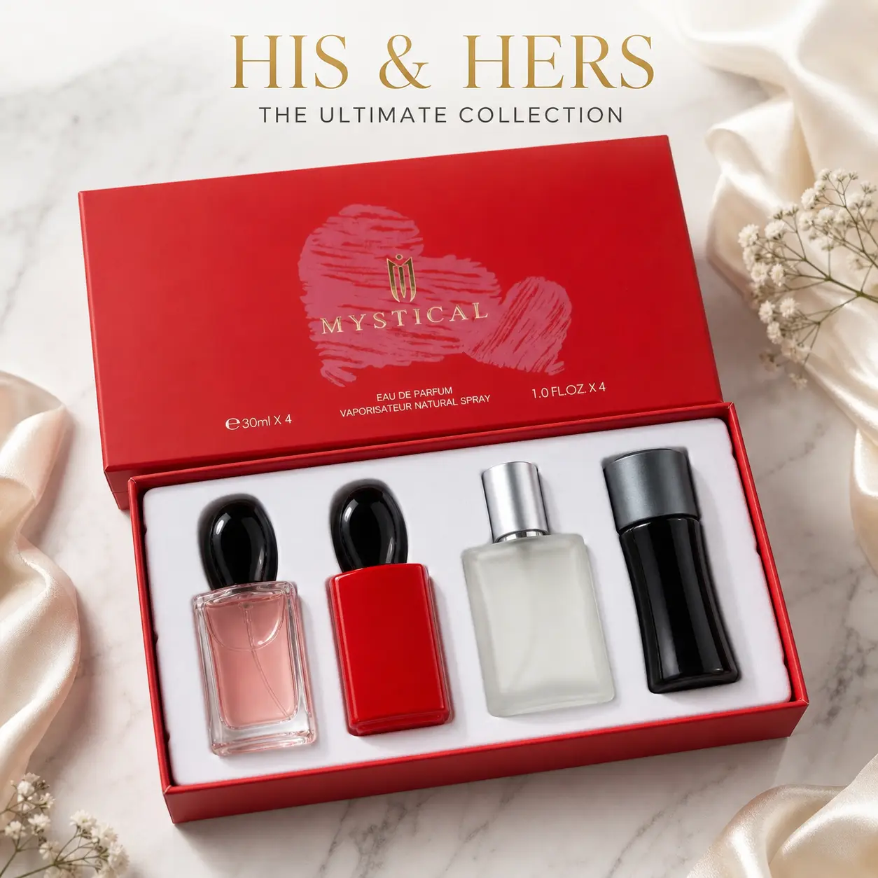 Mystical Unisex Luxury Aesthetic EDP Duo Set - Limited Edition 4-Piece Scented Couples Fragrance Collection, 30ml Long-Lasting Signature Scent Eau De Parfum Travel Sprays