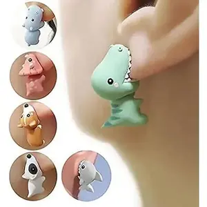 Serelune Jewelry B Cute Animal Bite Earrings for Women Trendy 3D Clay Earrings Animal Cartoon Biting Ears Stud Earrings Christmas Jewelry Gifts