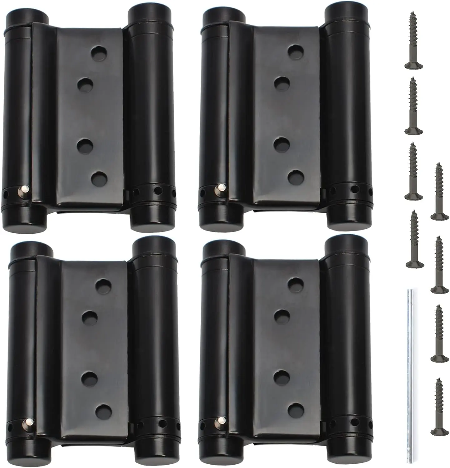 3" Double Action Spring Hinges, Self Closing Door Hinges for Saloon Cafe Pub Swinging Doors, 201 Stainless Steel, Including Pins and Screws, 4-Pack