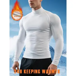 2pcs Men's Thermal Compression Suit - High-Elastic Quick-Dry Full-Zip Jacket & Leggings Set, Breathable Winter Sports & Gym Wear, Tight-Fit Muscle Outfit (Black/White/Navy/Gray) - Hand Washable Activewear for Skiing,, Thermal Wear For Men,