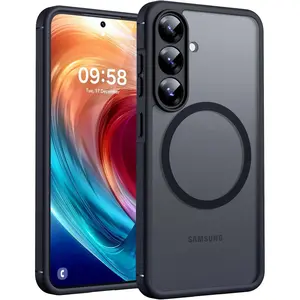 for Samsung Galaxy S25 Case, Upgraded Full Camera Protection, Compatible with Magsafe, Drop Protection Slim Magnetic Matte Back Cover for Galaxy S25 6.2-Inch (Black)