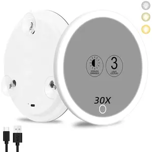 6-Inch Rechargeable LED Lighted 30x Magnifying Makeup Mirror