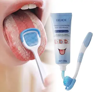 Tongue Cleaning Gel with Brush, Pro Tongue Scraper Kit for Deep Oral Detox, Ultimate Bad Breath Neutralizer & Instant Minty Freshness