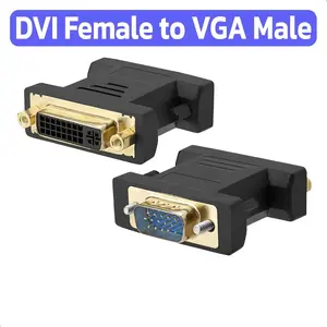 New DVI-I Female Analog 24+5 to VGA Male 15-pin Connector Adapter for Video Monitor Black