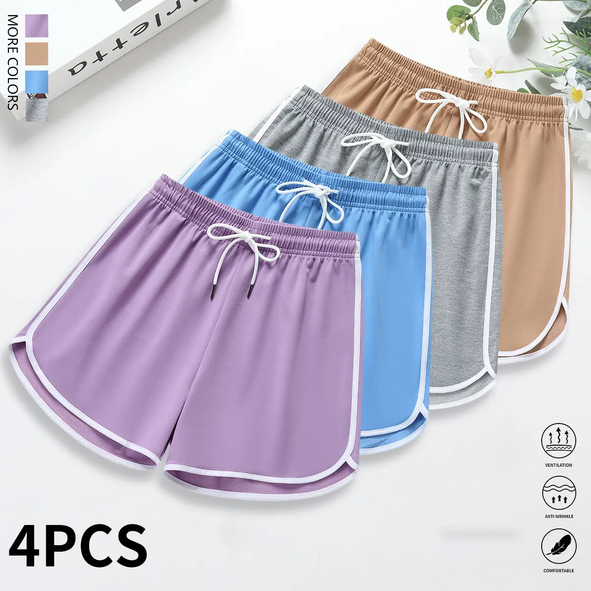 Purple + Light Blue + Light Gray + Khaki