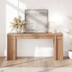 Garvee 70.9-Inch Farmhouse Hallway Console Table - Long Sofa Table Behind Couch, Entry Table for Living Room & Foyer Decor, Cherry