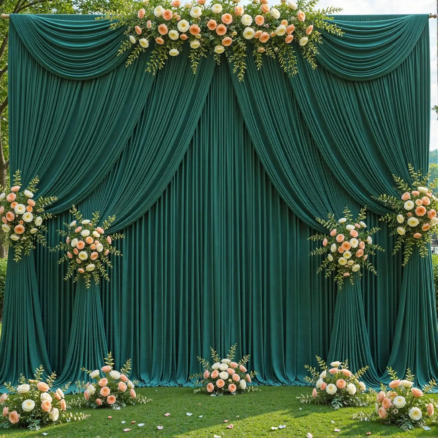 40x10ft Hunter Green Backdrop Curtains Wrinkle Free Fabric Drapes for Wedding Bridal Shower Birthday Party Photo Background