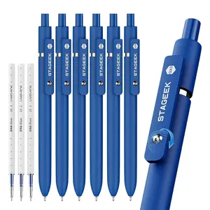 STAGEEK Blue Gel Pens 6Pcs Quick Dry Blue Ink Pens with 3 Extra Refills, Fine Point Retractable Smooth Writing Pens for Journaling, Office, Note Taking, School Supplies, Nurse Aesthetic, Kids Gifts & Office Supplies(Blue& Black Gray White & Morandi)