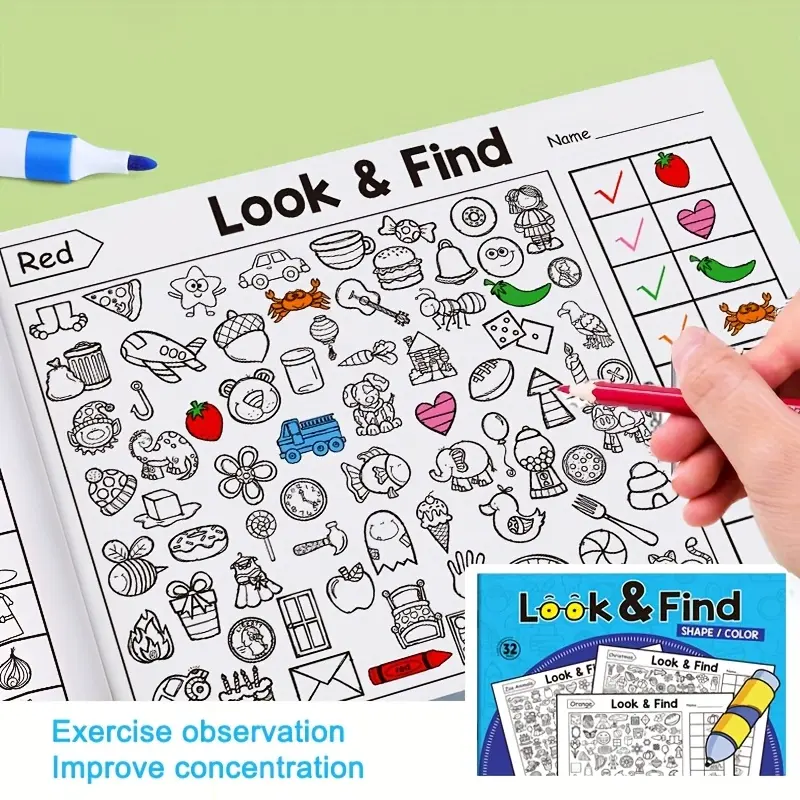 Children'S Interactive Find And Find Coloring Book - Find Games, Hidden Object And Matching Exercises, Improves Concentration And Fine Motor Skills, Christmas Gift, Paper Material, No Batteries Required, Educational Playtime, Design, Learning Tool