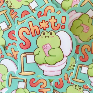 Sh*t! Frog on Toilet Cute Waterproof Vinyl Sticker