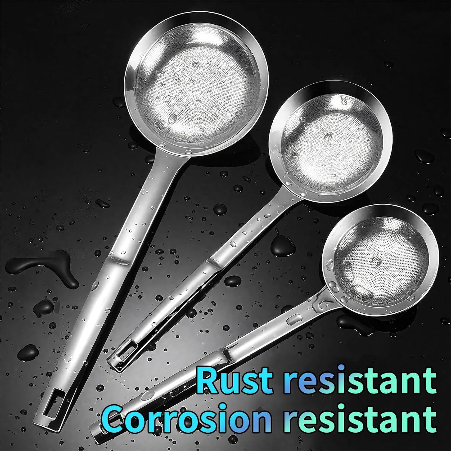 Multi-functional Hot Pot Fat Skimmer Spoon - Stainless Steel Fine Mesh Food Strainer for Skimming Grease and Foam DIA 3.1"